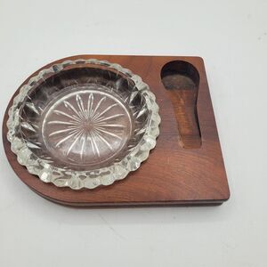 VTG Decatur Industries Solid Walnut Wood Pipe Holder W/ Ashtray - Holds‎ 1 Pipe